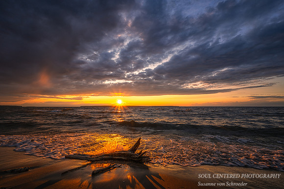 Sunset with waves, near Sand Bay, Lake Superior 3