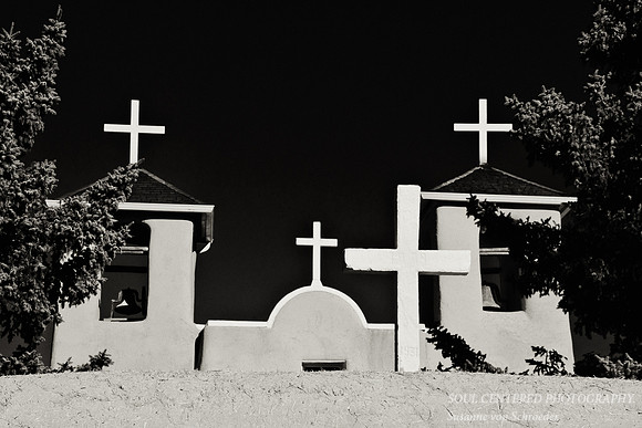 St. Francis of Assisi Mission Church, crosses bw