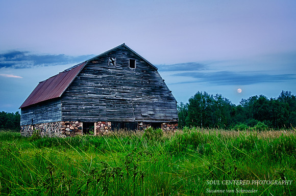 Barn on H, small moon