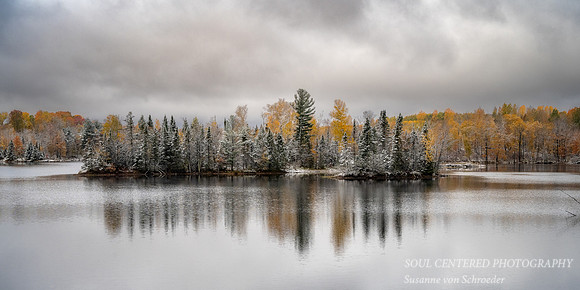 First snow, Oct. 14.'22, Audie Lake reflections 5