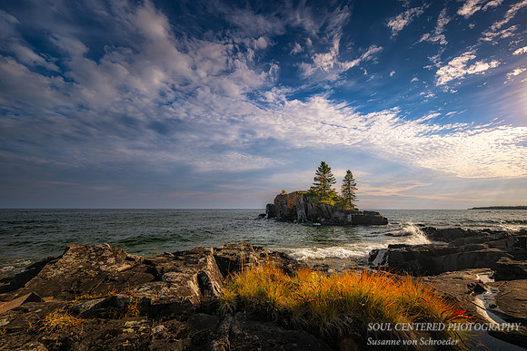Hollow Rock, with sunlit grasses, October. '25