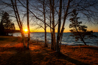 Lake Superior sunset with birch trees, mid Nov. '25