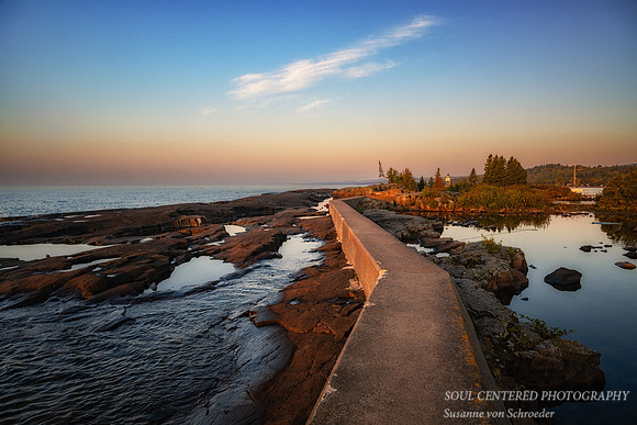 Lighthouse in Grand Marais in morning light, Oct. '25