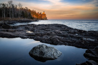Split Rock lighthouse, lit up at sunset, Nov. '22 3