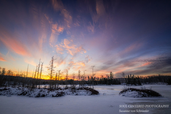 Colorful winter sunset, Audie Lake, Dec. '25 2