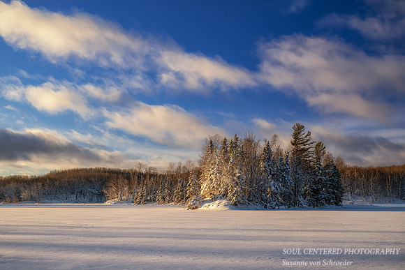 Fresh snowfall, evening light at Audie Lake, Dec. '25 6