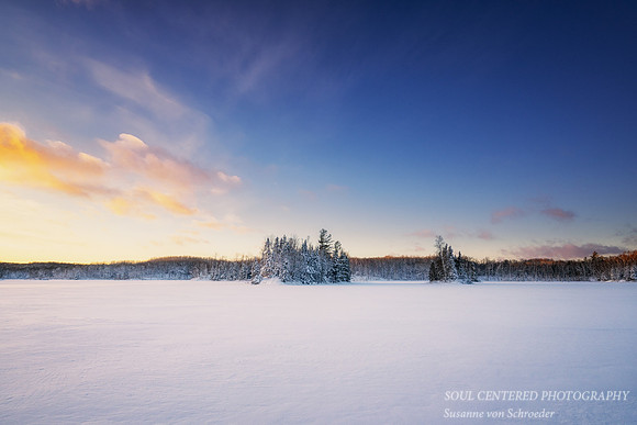 Fresh snowfall, evening light at Audie Lake, Dec. '25 9