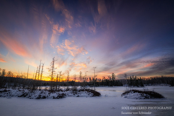 Colorful winter sunset, Audie Lake, Dec. '25 2