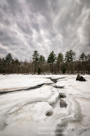 Frozen Flambeau river on a cloudy day, Dec. '25 2