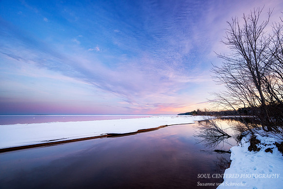 Blue Pink Lake Superior at sunset, Jan. '26 1