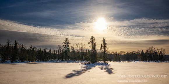 Sunny winter day, Audie Lake, January '26 1, panorama
