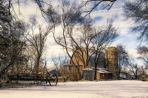 Barn in MN, Winter, vintage