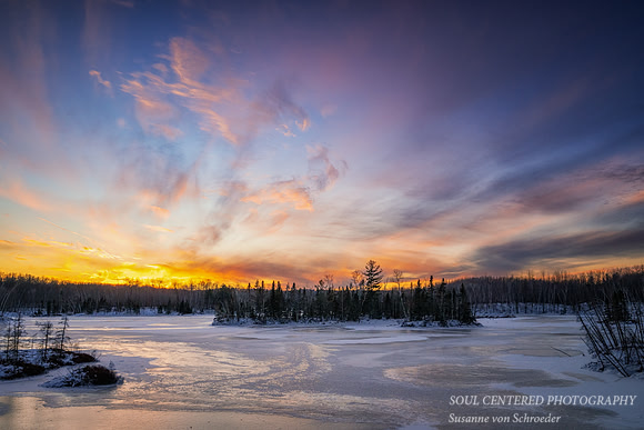 Colorful winter sunset, Audie Lake, Dec. '25 3
