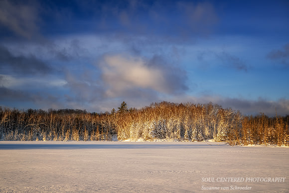 Fresh snowfall, evening light at Audie Lake, Dec. '25 3