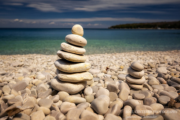 Stacked rocks, Schoolhouse beach
