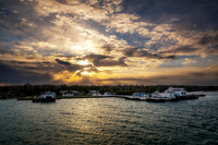 View of harbor at Sunset from the ferry