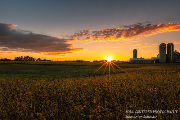 Sunset at a Wisconsin farm