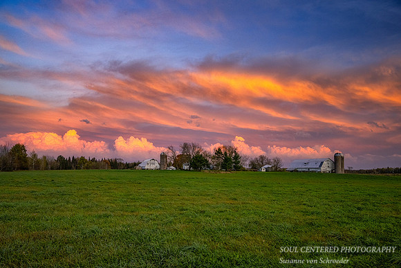 October Thunderheads, colored by the setting sun