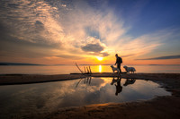 Shanti  at Lake Superior sunrise