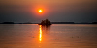 Sunset with island, Chippewa Flowage 1, panorama, July '26