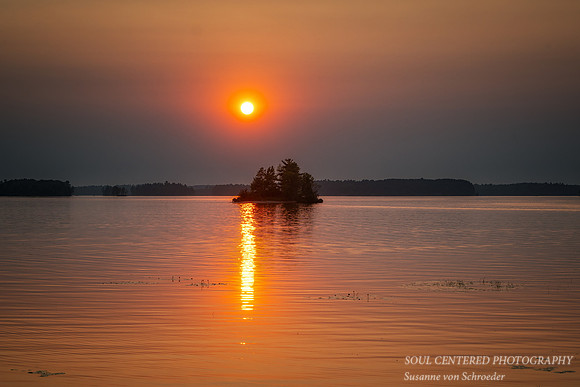 Sunset with island, Chippewa Flowage 1, July '26