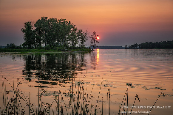 Sunset with island, Chippewa Flowage 2, July '26