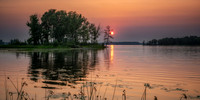 Sunset with island, Chippewa Flowage 1, panorama, July '26