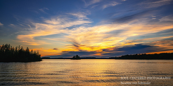 Sunset colors, Chippewa Flowage, June '26, panorama