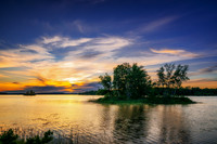 Sunset colors, Chippewa Flowage, island, June '26