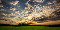 August sunrise with clouds, Blue Hills 2, panorama