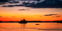 Fishing boat at dusk, Chippewa Flowage, WI, Aug. '26, panorama