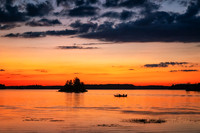 Fishing boat at dusk, Chippewa Flowage, WI, Aug. '26
