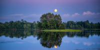 August full moon rising, Chippewa Flowage, '25, 2 panorama