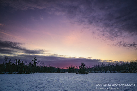 Winter sunset colors, Audie Lake, Jan. '25 2