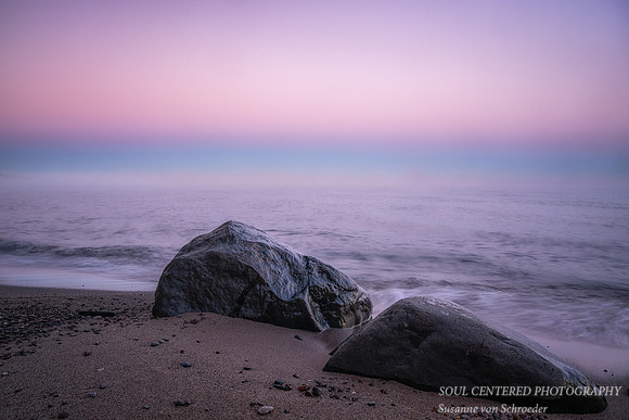 Blue hour/dawn with rock, Lake Superior 2