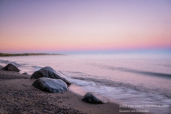 Blue hour/dawn with rock, Lake Superior 4