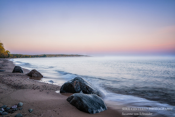 Blue hour/dawn with rock, Lake Superior 5