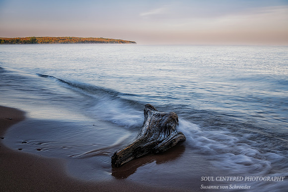 Blue hour/dawn with driftwood, Lake Superior