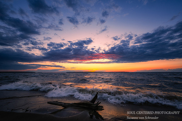 Sunset with waves, near Sand Bay, Lake Superior 6