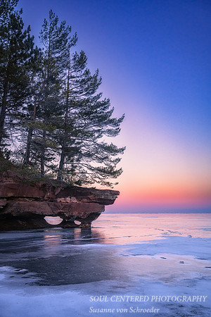 Lake Superior shoreline at dusk, near Washburn, WI