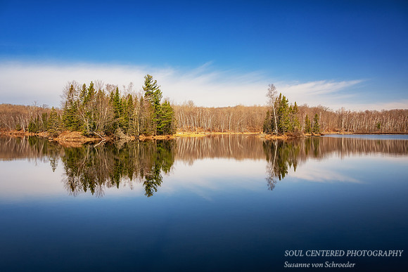 Calm spring morning with reflections, Audie Lake, April '26 1