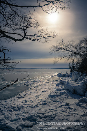 Winter scene, warm light, Madeline Island, March '22 1