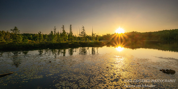 Sunset at Audie Lake, mid Sept. '26 2, panorama