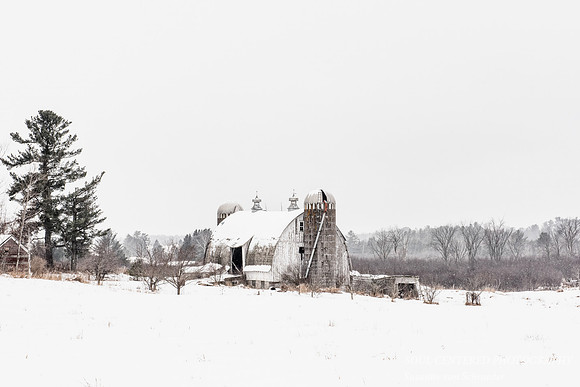 Barn with 2 silos, winter high key