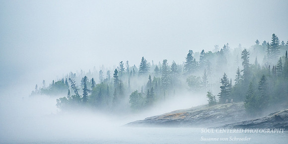 Foggy shoreline, Grand Marais, June '23, panorama