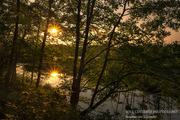 Setting sun at Audie Lake