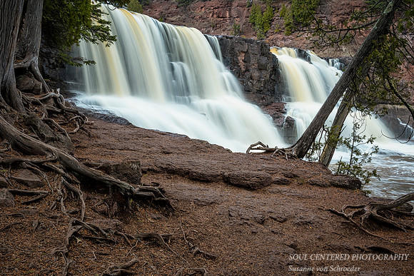 Gooseberry Middle Falls with Cedar trees, spring '17
