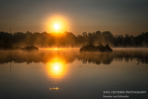 Two suns at sunrise, Audie Lake, July '24