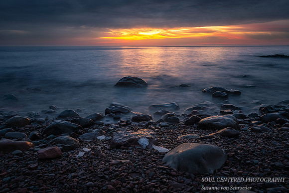 Lake Superior dawn - rocks & ice