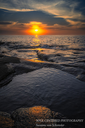 Sunrise with puddle, Lake Superior, Oct. '23 5